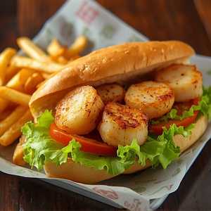 Fresh Broken Scallops Po Boy