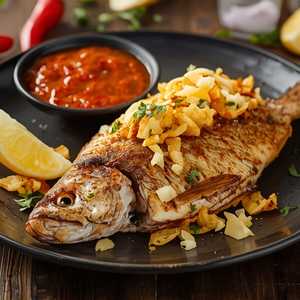 Pla Tod Kratiem (Branzino with Garlic Sauce)