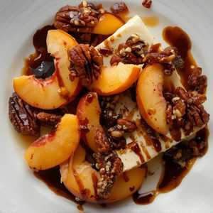 First Of The Year Pearson's Peaches With Jersey Girl Cheese, Candied Pecan & Real Balsamic