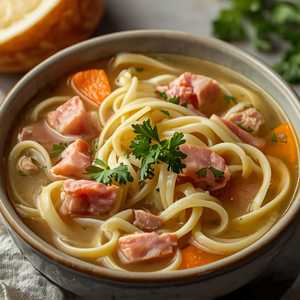 Sopa de jamón y Fideo