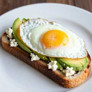 Avocado Toast with Fried Eggs & Feta Cheese