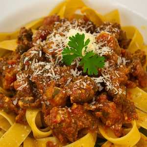 Scoma's Pappardelle Bolognese
