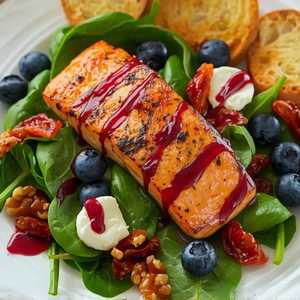 BLACKENED SALMON BLUEBERRY SPINACH SALAD