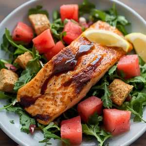 Salmon with Watermelon Panzanella