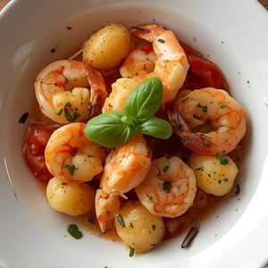 Prawn and Gnocchi with Creamy Blistered Tomato Salsa Rosa