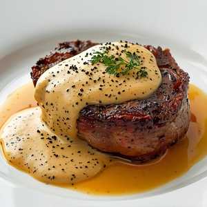 Dry Aged NY Strip au Poivre with Courvoisier Cream