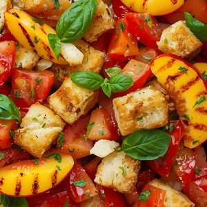 Tomato and Peach Panzanella