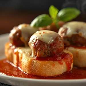 3 Meatballs on Garlic Bread with Cheese