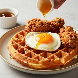 Chicken & Waffles With Eggs
