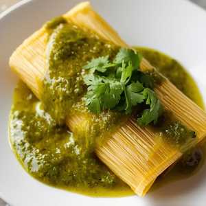 Green Corn Tamale with Green Sauce