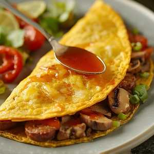 Andouille Sausage & Cheddar Omelette