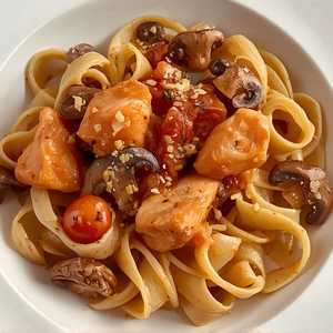 Spicy Marinara & Cream Linguine with Salmon