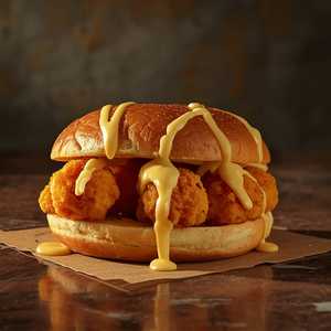 CAJUN FRIED POPCORN SHRIMP w/ CREOLE MAYO SANDWICH
