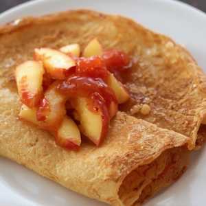 Creme Brulee Crepe, Fresh Peaches, Preserves