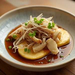 Japanese Tofu With Gol Den Mushroom 鲜金菇瑶柱扒玉子豆腐