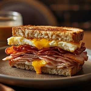 Turkey Bacon, Egg & Cheese on Texas Toast