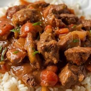 Beef in Tomato Sauce over Rice