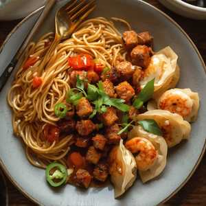 Wonton & Shrimp Dumpling Lo Mein