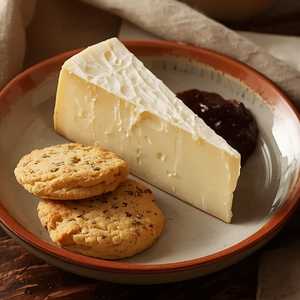 Tomales Farmstead Creamery “Teleeka” cheese with Panache fig preserves and seeded shortbread