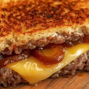 Patty Melt On Grilled Rye W/Onion & Swiss Cheese