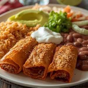 Zarape Special (3 Beef Flautas w/ Sour Cream & Guacamole)