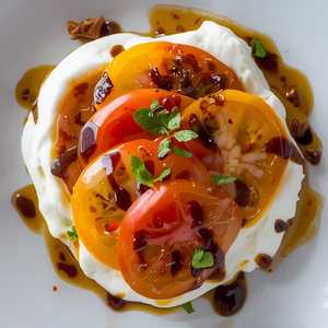 Tomatoes, Banyuls Vinegar, Morita Chili, Yogurt