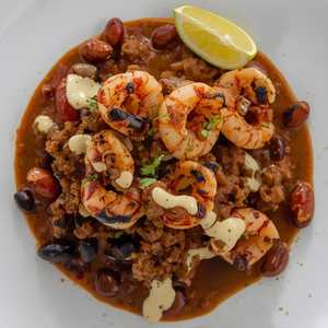 Plancha! Monterey Bay calamari, Oaxacan mole, shell beans, cilantro-lime mayo, totopos
