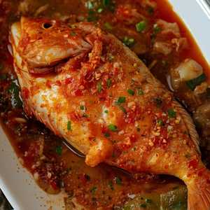 Fried Red Snapper Fish In Thailand Sauce