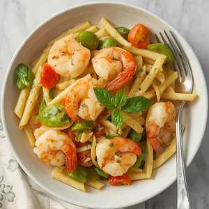 Penne Primavera With Shrimp