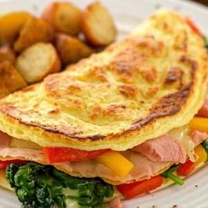 Southwestern omelette, ham, bell peppers, spinach & Swiss cheese